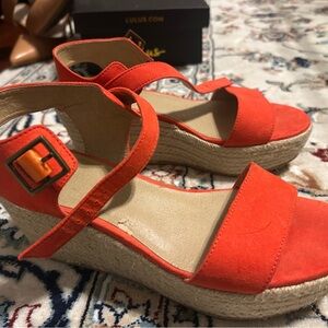 BP Orange Espadrille Wedge Sandals